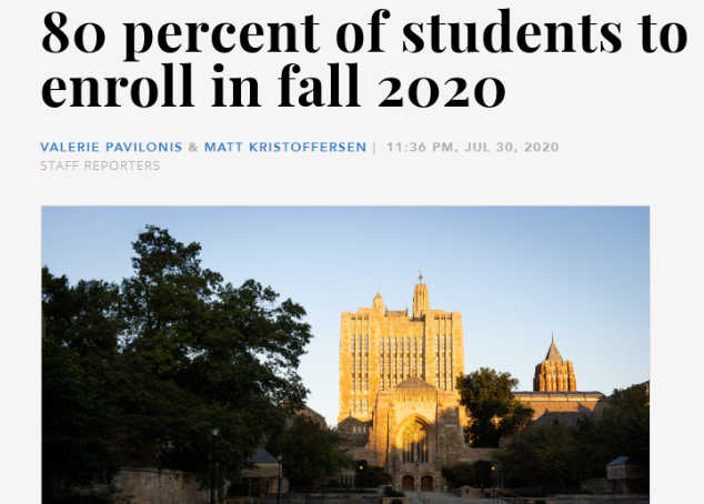 美國耶魯大學最新消息：2020秋季入學率80% 具體開學日期發(fā)布